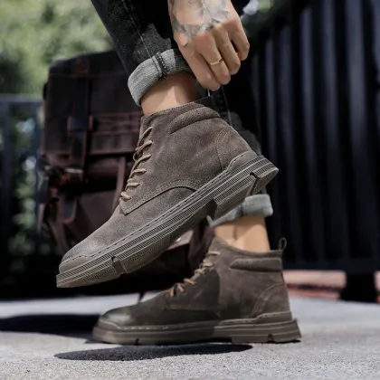 Custom LOGO High Top Genuine Leather Retro Martin Boots