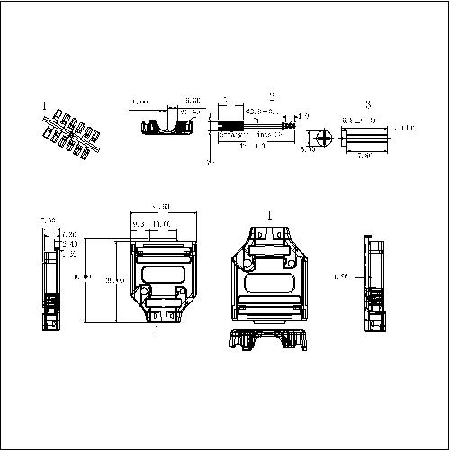 DBSK-XXXXX D-SUB METAL HOODS 09P DUAL ENTRY FOR WIRE TYPE LONG SCREW