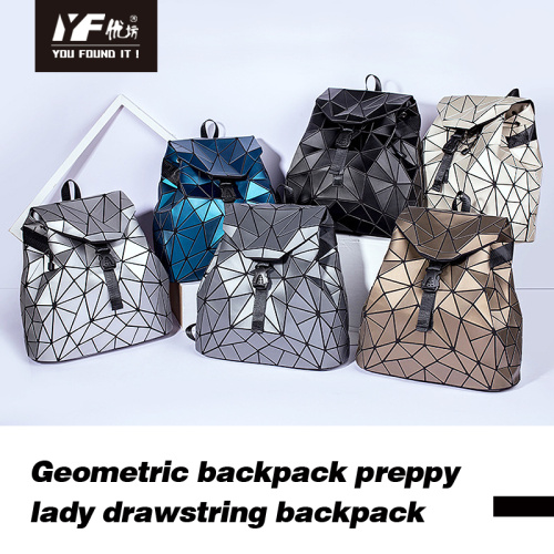 Custom new fashion geometric backpack preppy lady drawstring backpack