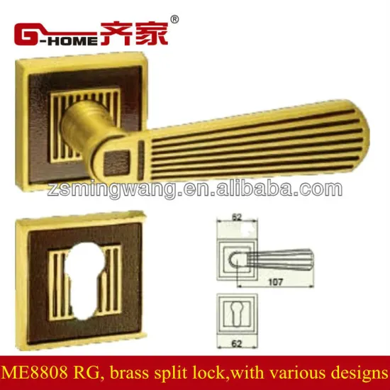 luxurious Euro style brass handle locks on square rosette