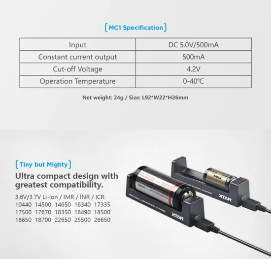 2017 HOT Sale Xtar Mc1 Battery Charger