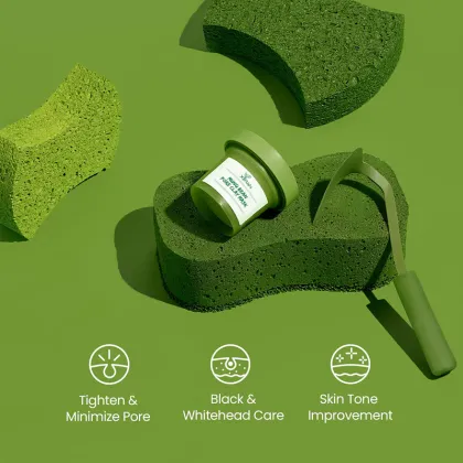 Korean Mung Bean Pore Clay Mask - Organic Wash-Off Mask for Pore Minimization and Brightening