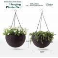 Resin Rattan Round Hanging Planter Baskets