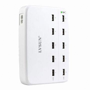 10 Ports USB AC Charger, Can Charge 10 USB Powered Devices Simultaneously, Compatible