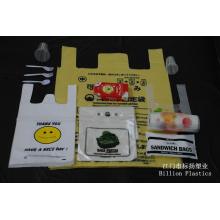 Smiley Vest Clear Plastic Bag Custom Logo Recycled Plastic Bag for Supermarket Restaurant Takeaway Plastic Garbage Bag