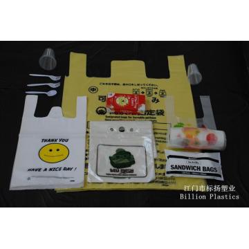 Smiley Vest Clear Plastic Bag Logo Custom Logo Pungă de plastic reciclată pentru supermarket Restaurant Takeaway Garbage sac de gunoi