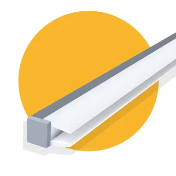 12VDC 5W/m Multiwhite 18x11 Surface Mounted Linear Light for 6mm Glass Panel Front Clamp Installation