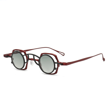 Geometric Titanium Optical Frame Polarized Clip-On Sunglasses