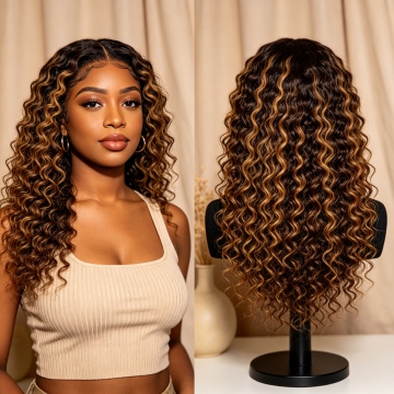 18 Inch 13x4 HD Lace Frontal Kinky Curls 180% Density 4/27 Glueless Wig