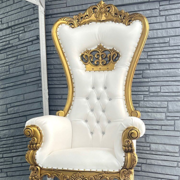 Gold Throne Chairs for Royal Wedding: King and Queen Groom High Back Chairs