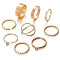 Set de anillos de moda de 9 piezas Conjunto de joyas de aleación de compromiso de fiesta de bodas