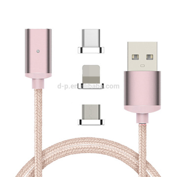 innovative 3 in 1 Micro braided wire usb cables magnetic fashion phone data charger cable hot sale 2017