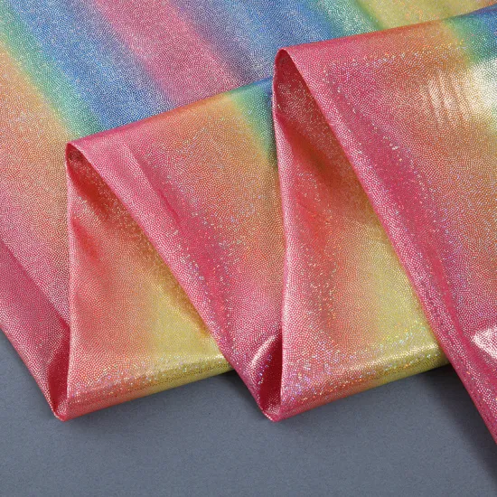 Iridescent Rainbow Metallic Glitter Shiny Hologram Fabric