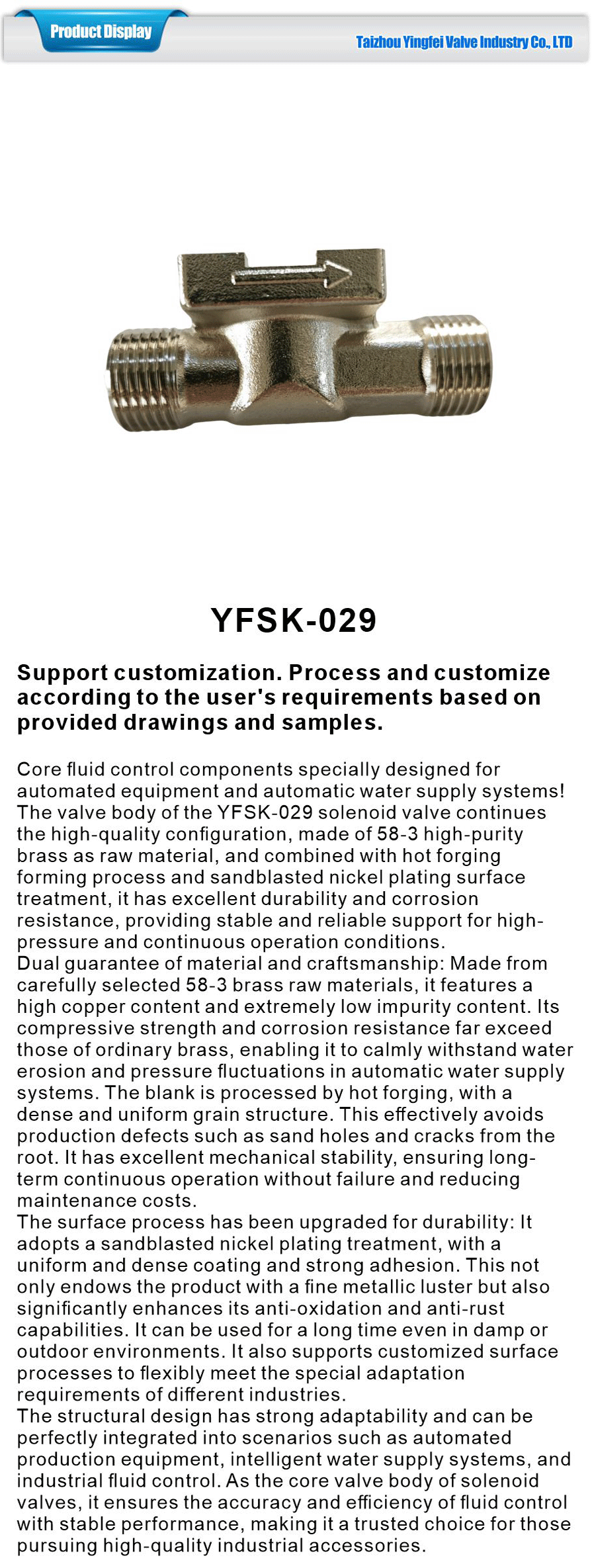 Corrosion Proof Solenoid Valve Body