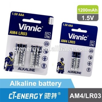 Long discharge 480mins Good brand Vinnic AM4 1.5v aaa/lr03 alkaline battery