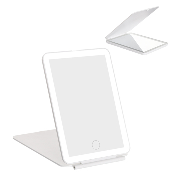 USB充電可能なLED折りたたみ式旅行メイクアップミラー3つのライトモードとタッチスクリーンを備えた