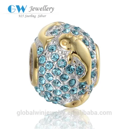 14k Gold Plated Charms 925 Silver Charms Fit European Brand Bracelet E034