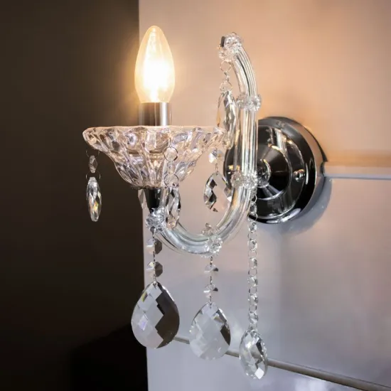 Chrome Crystal Wall Lamp - Decorative Candle Wall Sconces for Living Room
