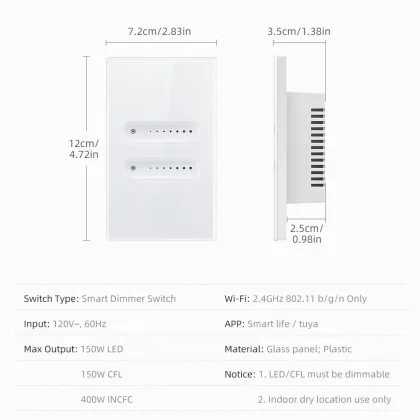 American Standard Voice-Controlled WiFi Dimmer Switch Tuya Smart Home Alexa Compatible Wall Touch Switch