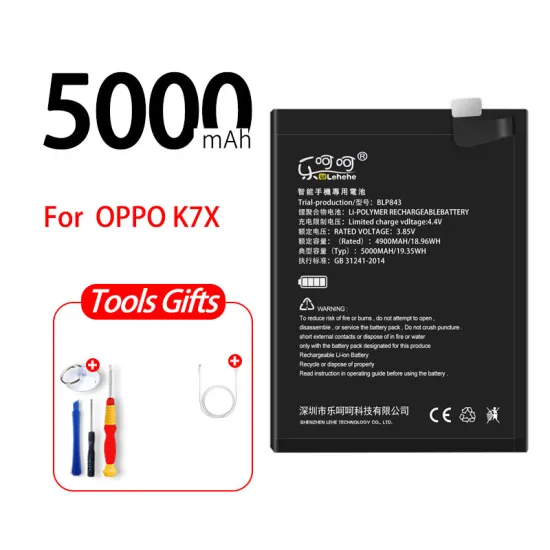 LEHEHE Original BLP843 Battery for OPPO K7X - 5000mAh Replacement with Tools and Gifts