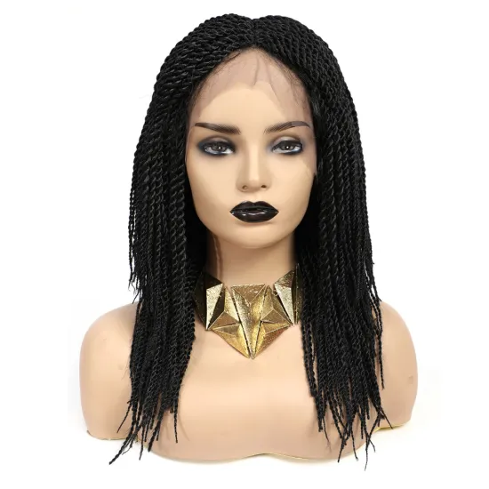 X-TRESS 18" Women Daily Lace Frontal Braided Wig Middle Part Synthetic Hair Wigs With Senegalese Twists Braids Natural Black Wig