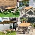 Outdoor long square table and chairs