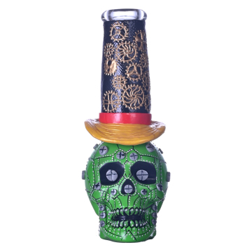 9.1in,HippiesGlass,Hand Drawn Human Skeleton Glass Beaker Bong,Borosilicate Glass Water Pipe,Halloween Gifts