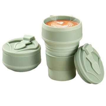 Travel Reusable Foldable Silicone Coffee Cup with Lid