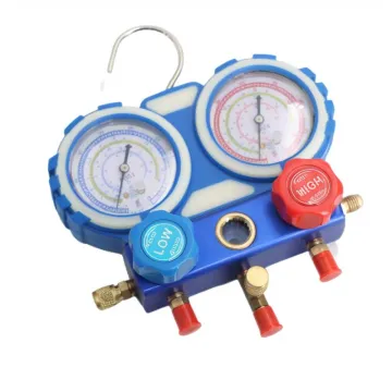 Glosok Manifold Pressure Gauge Set for R22 R134a R410A R407C Air Conditioning - Accurate Vacuum Manometer