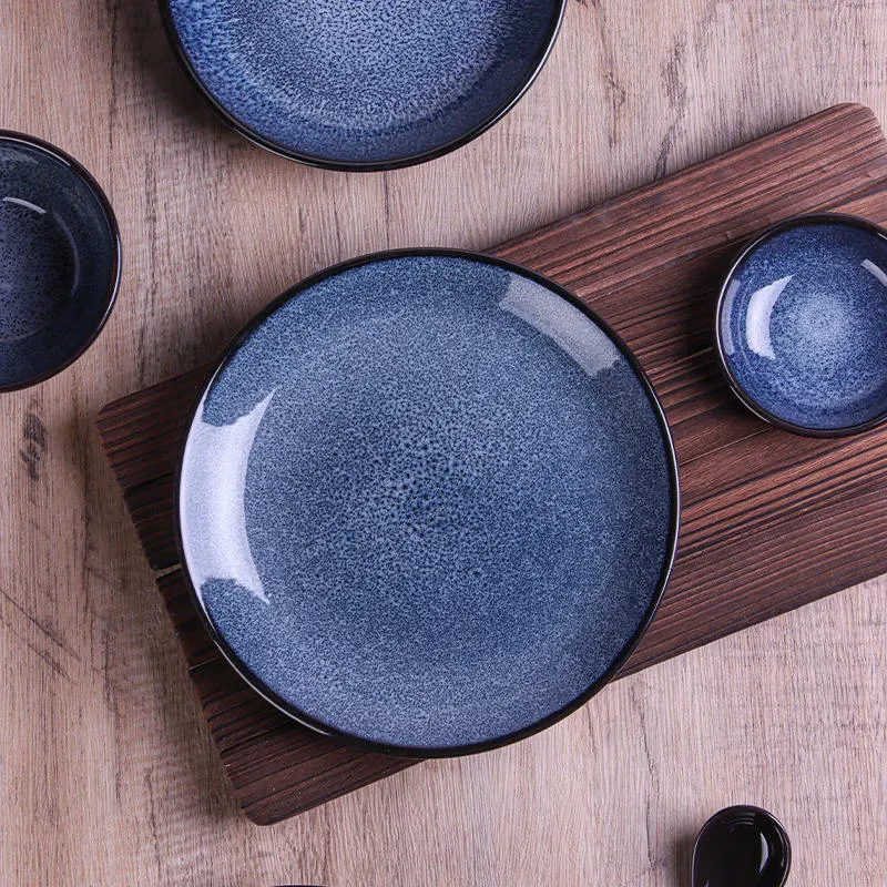 Handcrafted Blue Ceramic Glaze Tableware Set