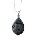 Natural Gemstone Agate Necklace with Silver Chain