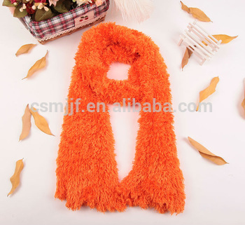 Fashion Orange Color Winter Changeable Long Warm Stretchy Microfiber Magic Scarf Wrap Shawl For Girls