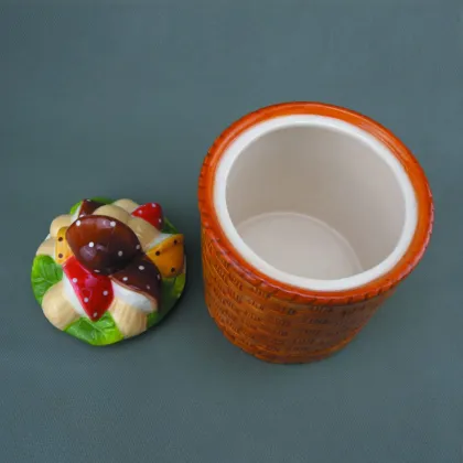 7.5" Factory direct mushroom ceramic jar, wholesale storage jar, ceramic cookie jar