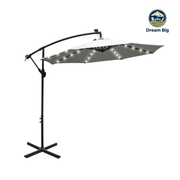 3m all steel banana umbrella with led light