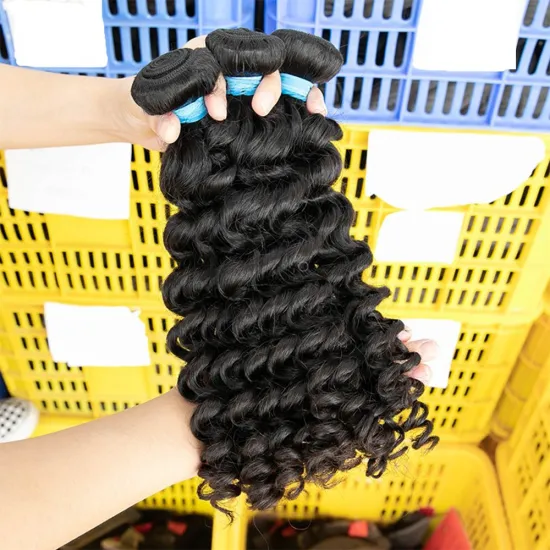 Rebecca 3 Bundles Deep Curly Transparent Lace Closure With Bundles Brazilian Deep Wave Hair Bundles With Closure Remy Human Hair