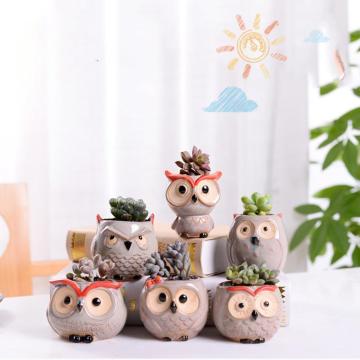 Unique Mini Owl Ceramic Succulent Pots - Custom Wholesale Gift Set