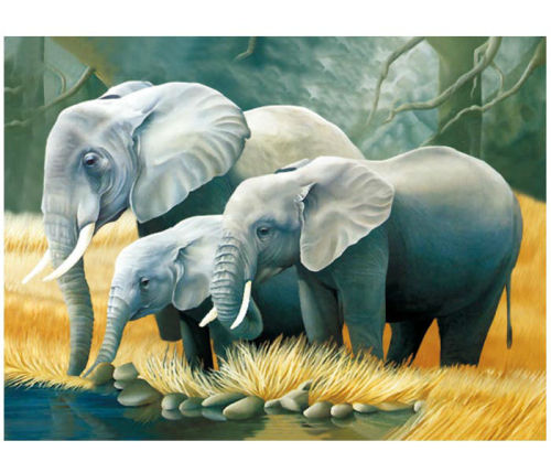 Three dimensional animation stereo pictures to 3d effect elephant