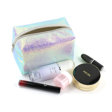 Prezzo di fabbrica all'ingrosso BSCI ISO PVC Borsa cosmetica olografica con logo personalizzato