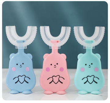 U-Shaped Cartoon Manual PP Silicone Toothbrush for Children Aged 2-12 Years