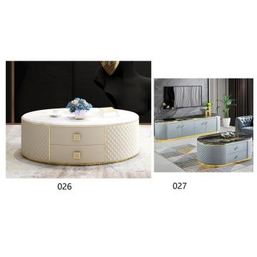 Table basse de luxe au design moderne avec dessus en marbre fantaisie