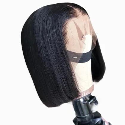 Wholesale High quality 12A human hair blonde bob wig short bob closure wig frontal bob wig