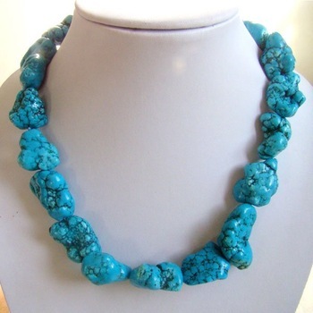 Turquoise gemstone necklace irregular turquoise beads TQN0025