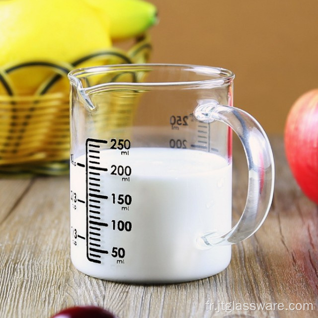 Tasse à lait en verre à mesurer réutilisable