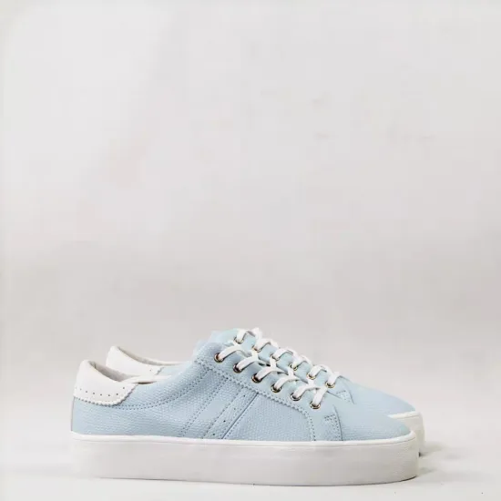 2021 light blue Litchi grain thick bottom shoes