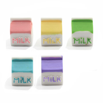 Factory Supply 3D Resin Milk Box DIY Ornament Simulation Drink Cup Children Dollhouse Toy Keychain Decor