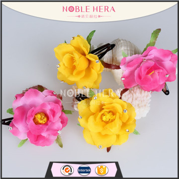 Artificial flower hairpins with rhinestone,chinese fashion bridal barrette hair clip for women