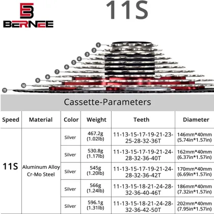 Sunshine HG 11-Speed Cycling Cassette: Alloy Mountain Bicycle Freewheel Sprocket Compatible with Shimano