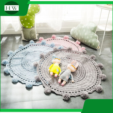 Wholesale custom soft fiber baby kids children play nursery crochet round carpet rug
