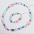 Sweet Girl's Candy Color Love & Peace Symbol Necklace Set