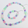 Sweet Girl's Candy Color Love & Peace Symbol Cabklace Set